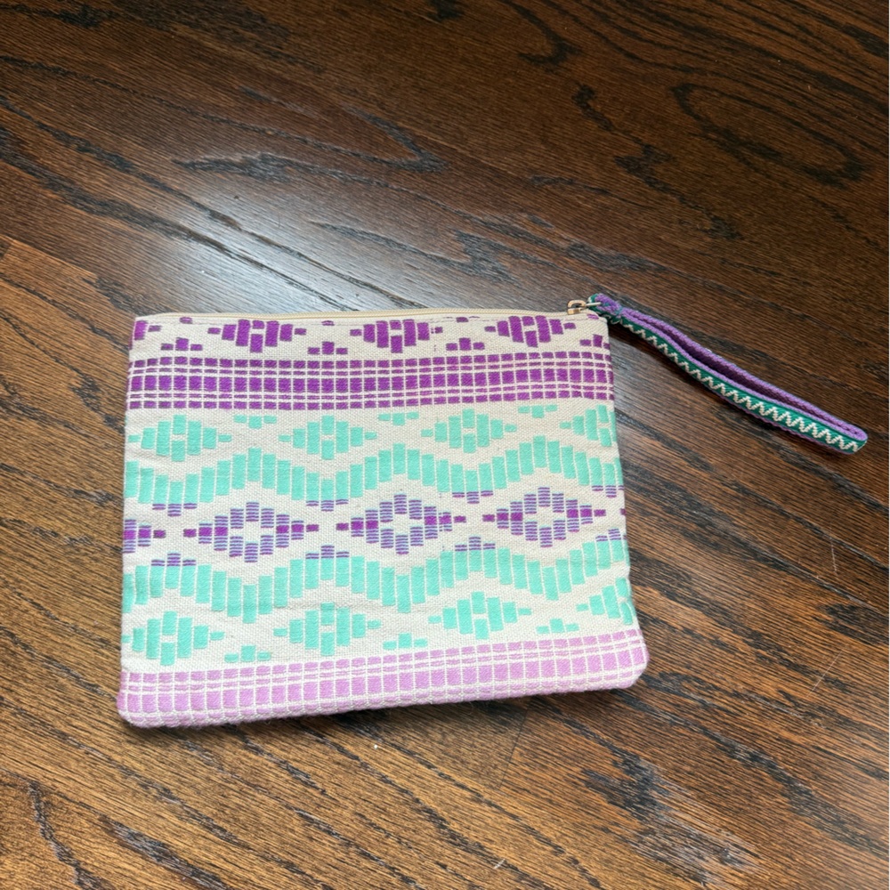 Colorful Abstract Clutch with Wristlet - Picture 3 of 6
